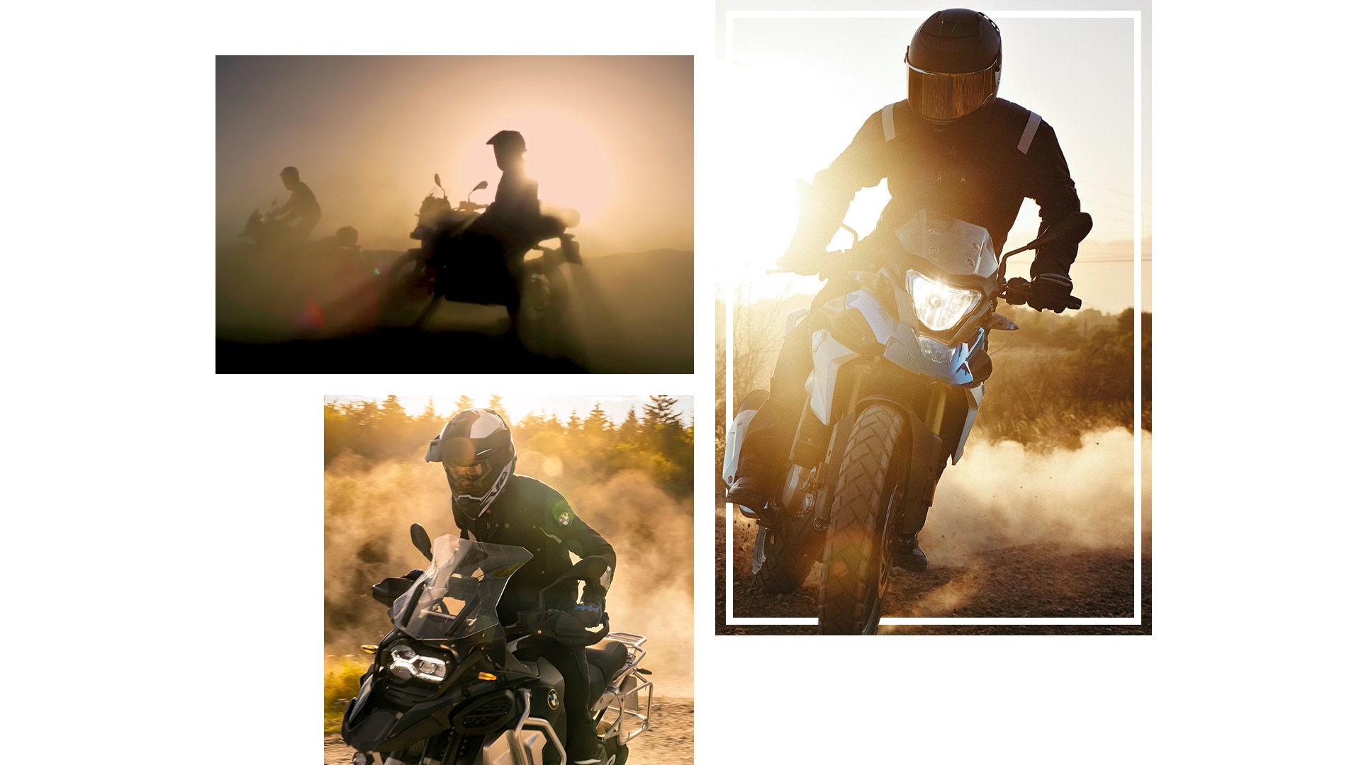 Kolaž fotografija BMW Motorrad GS modela.
