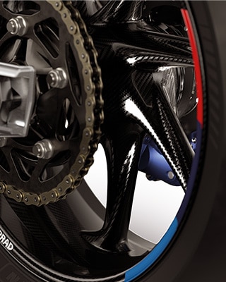 M Carbon wheels with tape design of the M 1000 RR