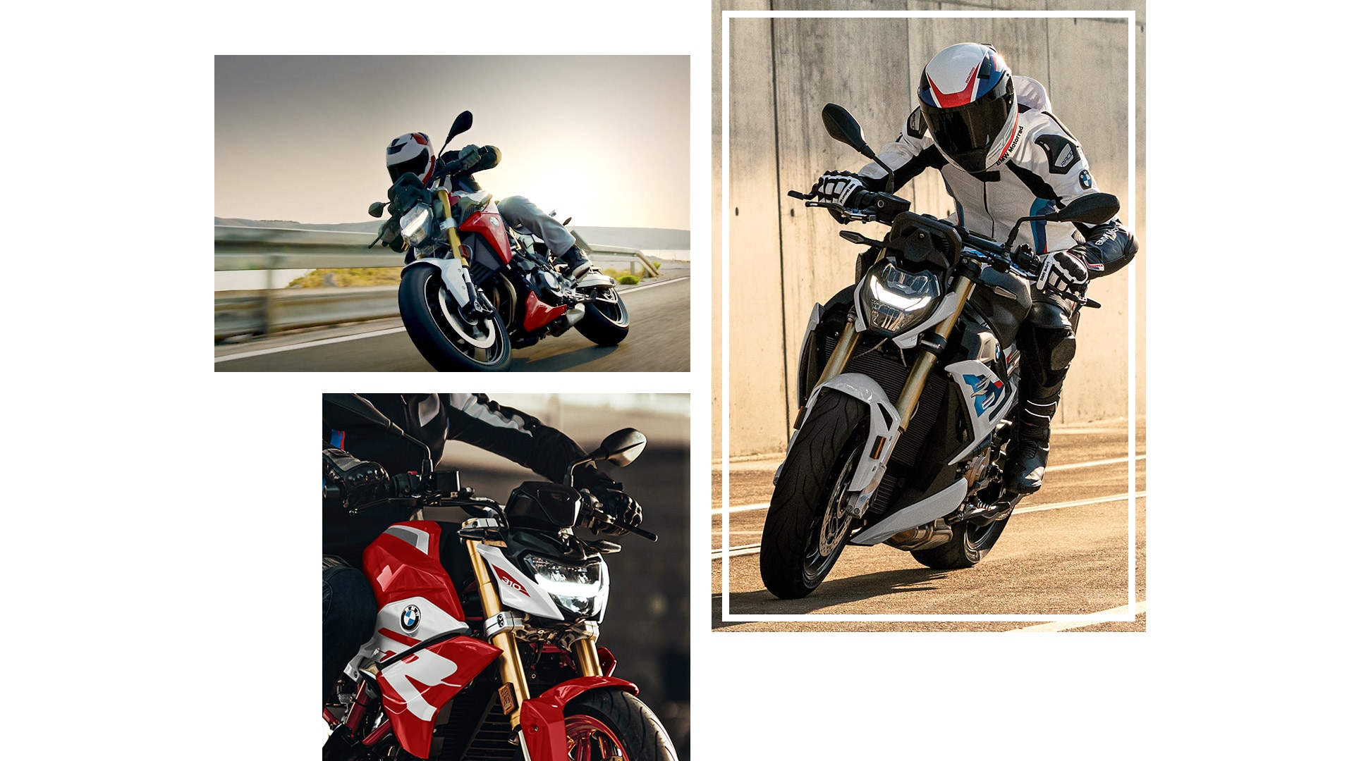 Kolaž BMW Motorrad roadster modela na fotografiji